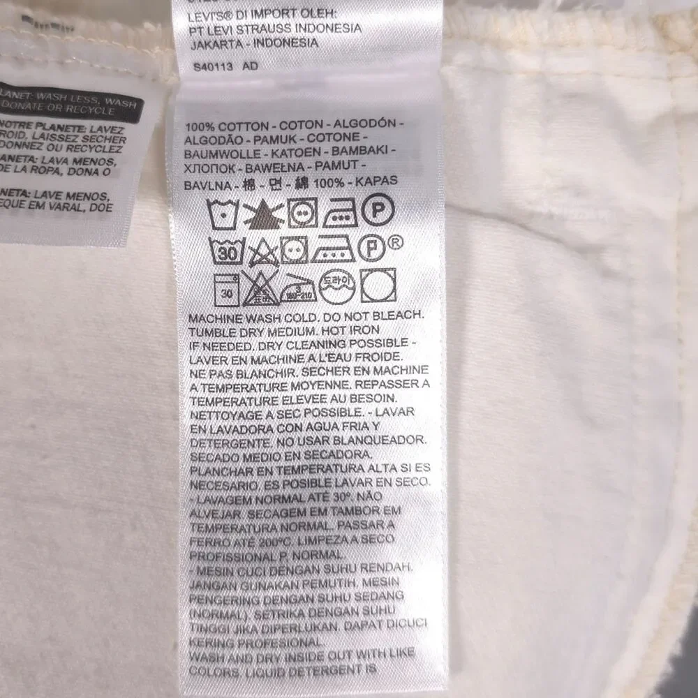 LEVIS Mens‎ Classic Denim Jacket XL Cream 100% Cotton Button Front 72334-0292